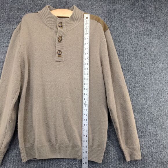 Cabela's Men's Sweater Tan Medium Mock Neck Pullover Lambswool Knit Long Sleeve - Picture 10 of 12